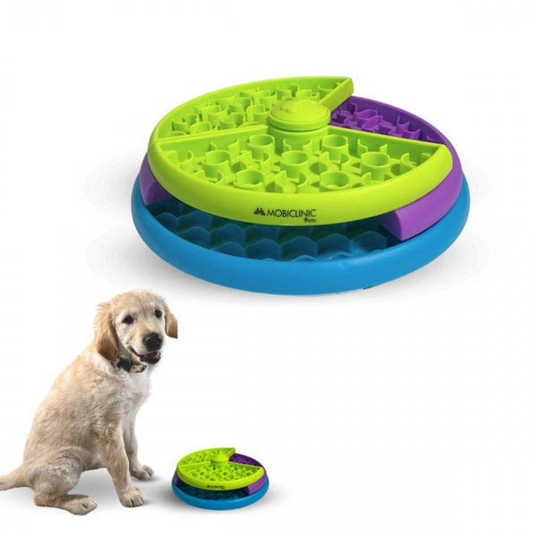 Comedero interactivo para perros | Tres capas | 26x26x7,5cm | Combate aburrimiento | Antideslizante| Juego| Doggy | Mobiclinic
