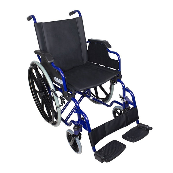 Silla de ruedas para ancianos | Plegable | Rueda grande | Asiento ancho 46 cm | Azul Giralda | Mobiclinic
