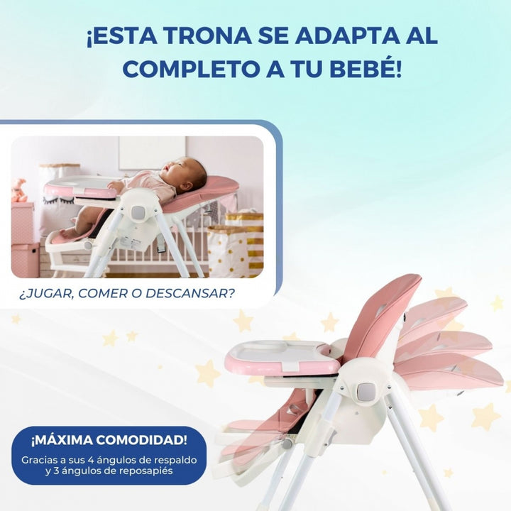 Trona Para Bebé Evolutiva Con Ruedas Mobiclinic Ajustable Regulable Rosa  Doble Bandeja Desmontable Lavable con Ofertas en Carrefour