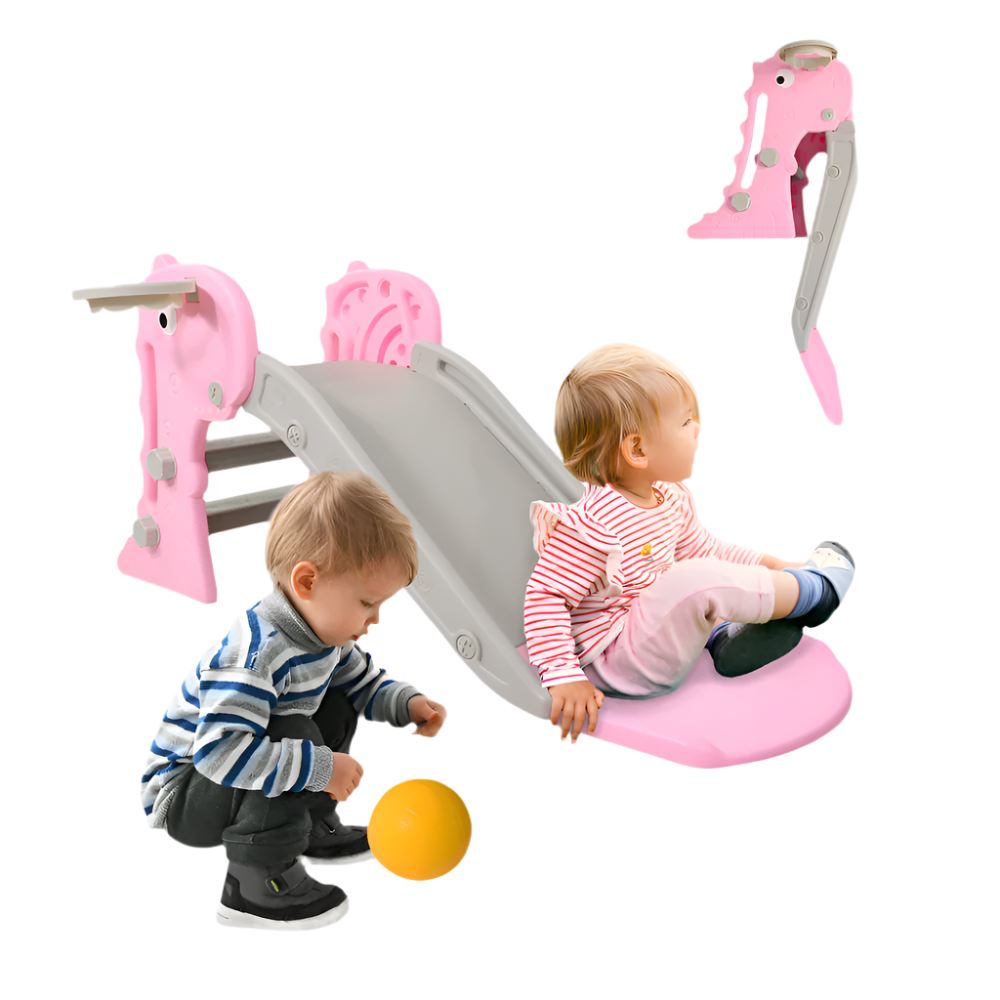 Tobogán infantil Plegable Cesta y pelota Peldaños antideslizantes Máx Tobogán infantil Plegable Cesta y pelota Peldaños antideslizantes Máx