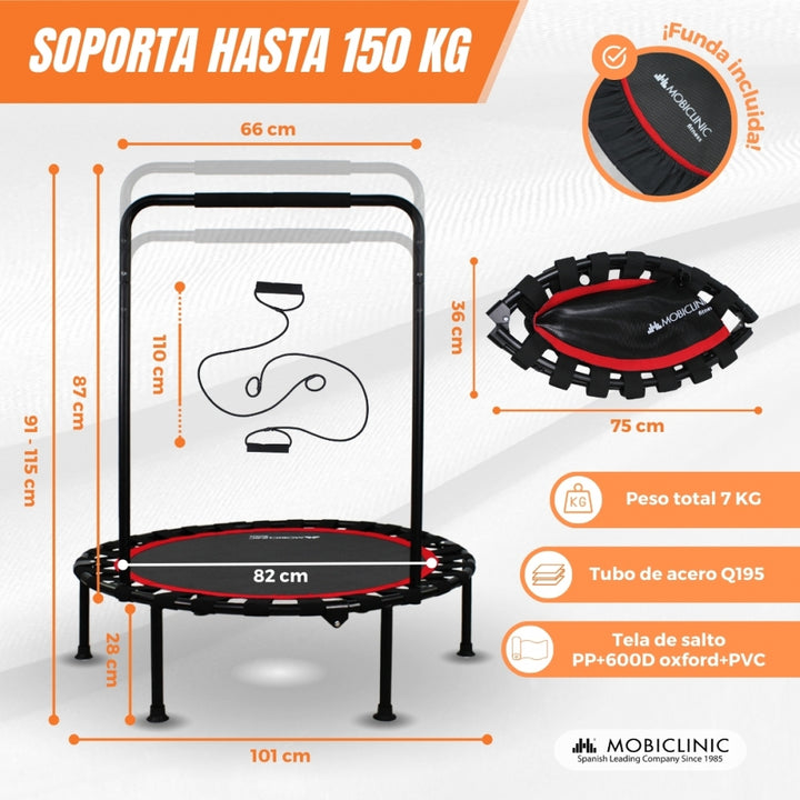Trampolín plegable de fitness para interiores, diámetro de 101 cm, silencioso y estable, capacidad de carga de hasta 150 kg, asa de sujeción ajustable, mini trampolín para adultos (azul Trampolín plegable de fitness para interiores, diámetro de 101 cm, silencioso y estable, capacidad de carga de hasta 150 kg, asa de sujeción ajustable, mini trampolín para adultos (azul