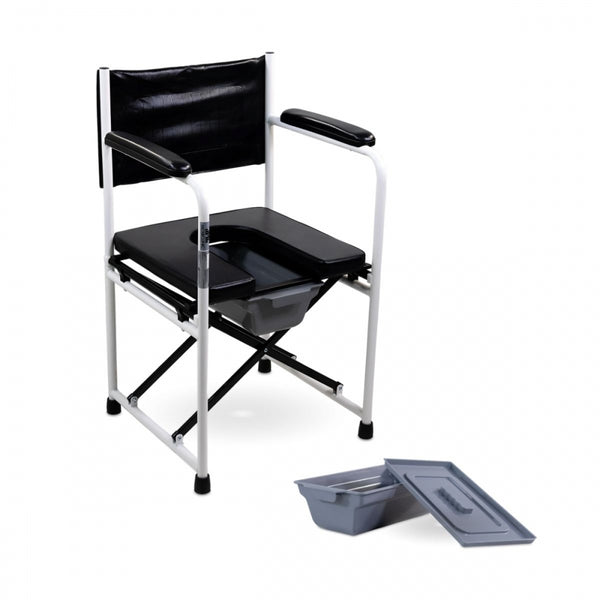 Silla WC | Plegable | Con tapa | Acero cromado | Reposabrazos | Ebro | Mobiclinic