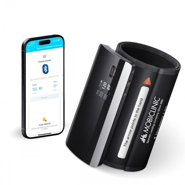Tensiómetro de brazo | Bluetooth y APP | Guía por voz | Memoria | Detección de errores | USB | Cardiomed | Mobiclinic