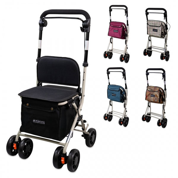 Carro de la compra andador | 4 ruedas | Hasta 120 Kg | Plegable | Con bolsa | Sistema de frenado | Negro | Coliseo | Mobiclinic