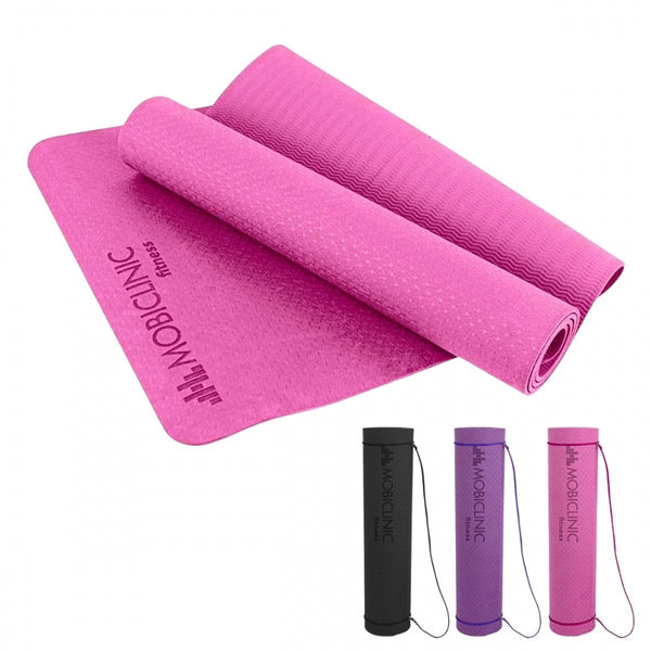 Esterilla de yoga | Antideslizante | 181x61cm | 6mm grosor | Cinta de transporte | Flexible | Ecológico| Rosa |EY-01| Mobiclinic