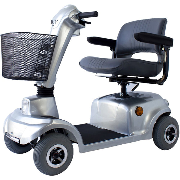 Scooter eléctrico 4 ruedas | Auton. 34 km | Asiento giratorio y plegable | 12V | Gris | Piscis | Mobiclinic